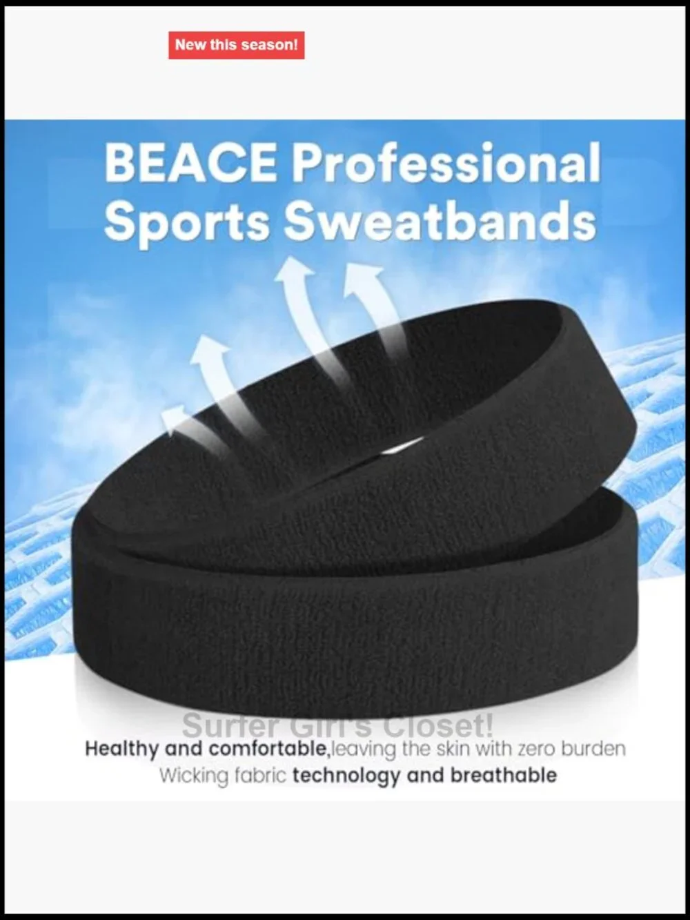 Moisture Wicking Cotton Terry Cloth Sports Headband for Running Gym Tennis